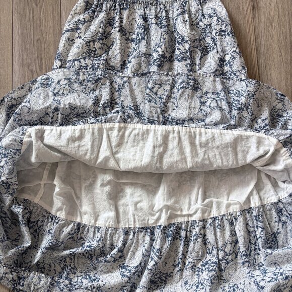 Margaret O'Leary Tiered Maxi Skirt Blue White Paisley Womens SM Boho Retro Y2K - Picture 7 of 12